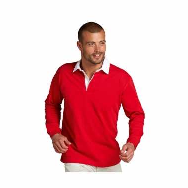 Heren rugbyshirt met mouw strepen
