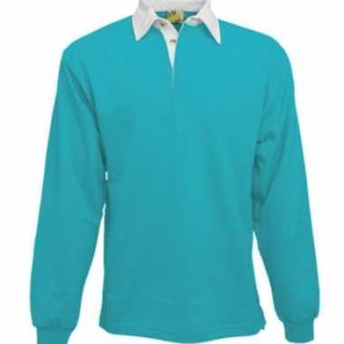 Kleding Turquoise rugbyshirt met witte kraag